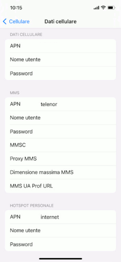 Configurazione APN  su Apple iPhone XS Max