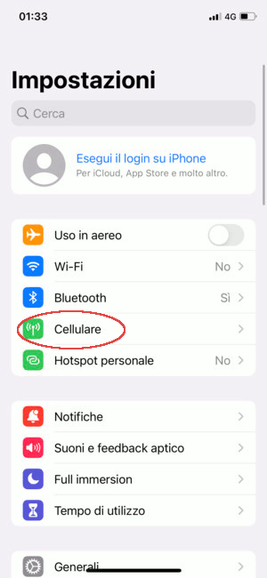 Configurazione APN  su iPhone